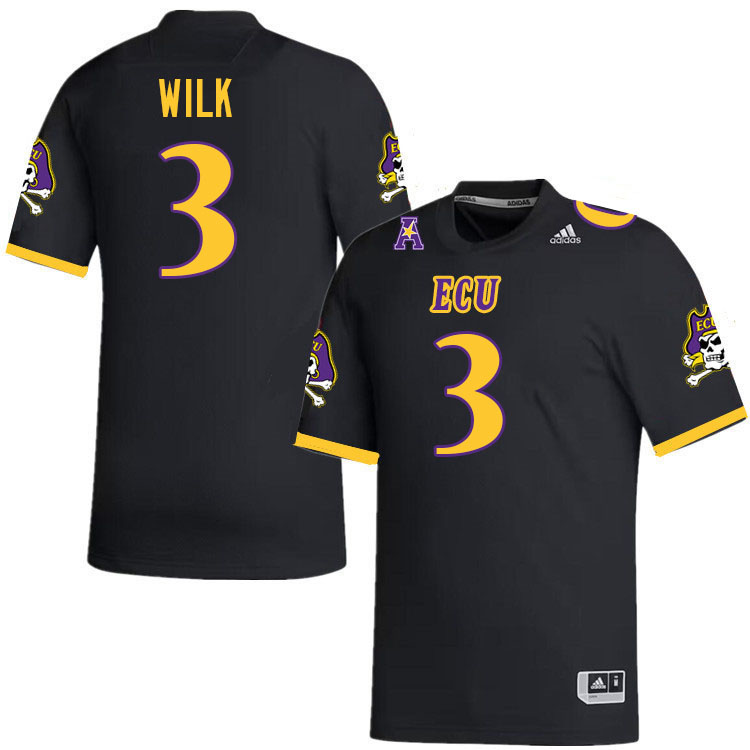 #3 Teagan Wilk East Carolina Pirates College Football Jersey Stitched-Black #3 Teagan Wilk East Carolina Pirates College Football Jersey Stitched-Black